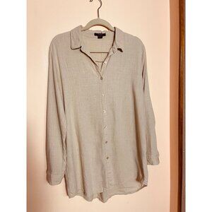 Toxik3 Women Beige Button-Up Shirt Long Sleeve Lightweight Viscose&Linen Size L